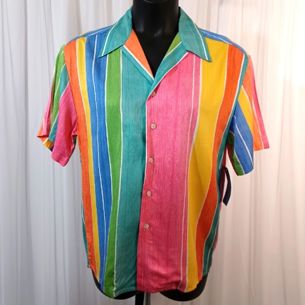 Vintage 90's Cambridge Short Sleeves Striped Shirt Size: 4